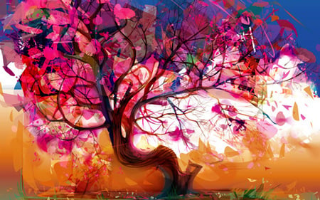 Cool Abstract Tree - nice, sky, abstract, cool, colours, tree, fantasy