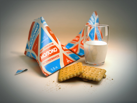 Breakfast - glass, simple, pretty, cute, clear, beautiful, abstract, breakfast, cg, biscuits, 3d, milk