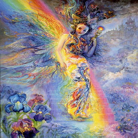 Iris keeper of the rainbow - magic, wings, fantasy, iris, creative pre-made, art, rainbows, angels, paintings, attractions in dreams, rainbow, lovely, love four seasons, weird things people wear, beautiful, enchanted, josephine wall, colors, butterfly designs