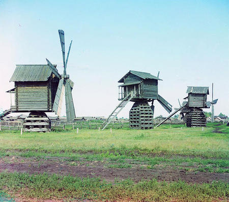 Windmills - architecture, farm, windmill, russian