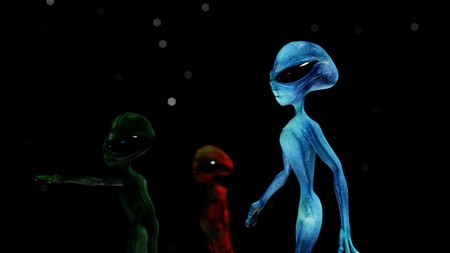 Alien - alien, dark, blue, 3d