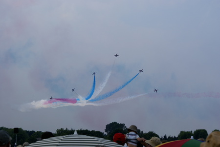 Red Arrows Break - hill, 2010, display, raf, red, hawk, arrows, redarrows, biggin, aerobatic