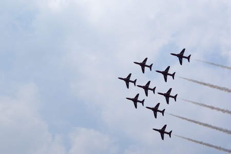 Red Arrows - hill, aerobatic, biggin, redarrows, hawk, red, display, 2010, arrows, raf