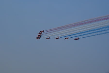 Red Arrows - hill, aerobatic, biggin, redarrows, hawk, red, display, 2010, arrows, raf