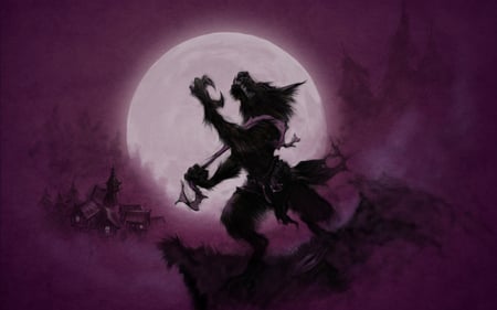 Bad Moon - werewolf, moon, cg, fantasy