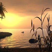 Sea sunset 3d