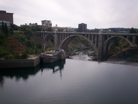 Bridge over Spokane River - water, spokane, bridge, river