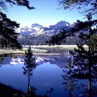 Blue lake and mountain