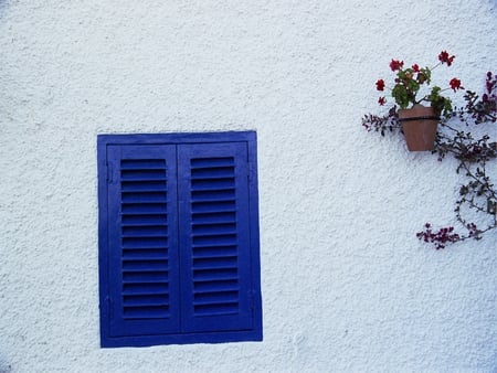 ALMERIA-mojacar - white, window, blue, wall, flowers