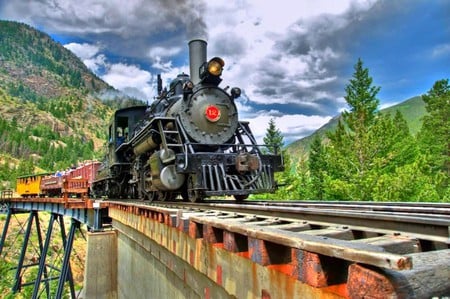 Train On Bridge - train, picture, on bridge, beautiful