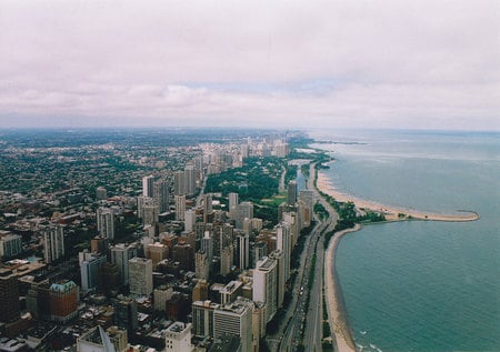 Chicago and Lake Michigan - chicago, beach, sears tower, lake michigan