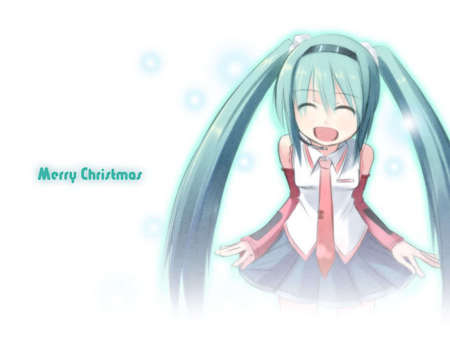 Hatsune Miku - pretty, skirt, twintail, girl, hatsune miku, christmas, x-mas, miku, cute, hatsune, merry christmas, smiling