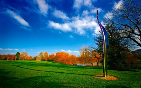 Modern field - field, sky, autumn, grass