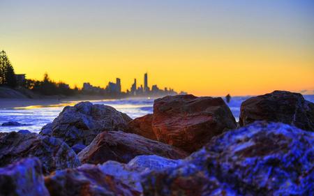 AUSTRALIA SIDNEY VIEW OVER ROCKS - landscape, beautiful, sky, view