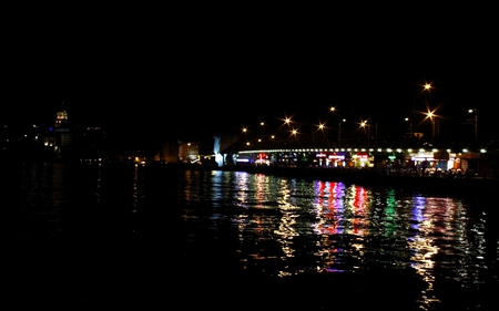 En-el-Cuerno-de-Oro-en-Estambul - istanbul, galata, turkey, night, bridge