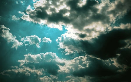 Epic Sky - sky, clouds, blue, light, beautiful, sun, lovely