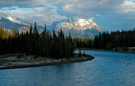 Glorious - lake, trees, forest, evergreens, mountains, cloudswater