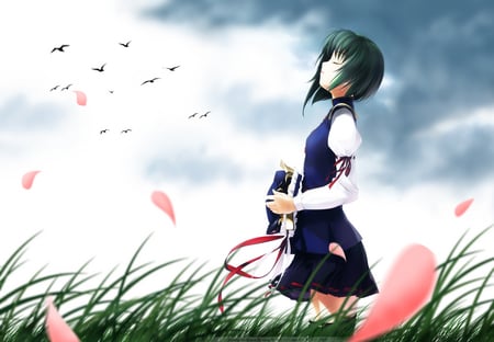 serenity - anime, flowers, cute, girl