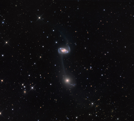 Galaxies on a String - ngc 5218, space, ursa major, ngc 5216, stars, galaxies