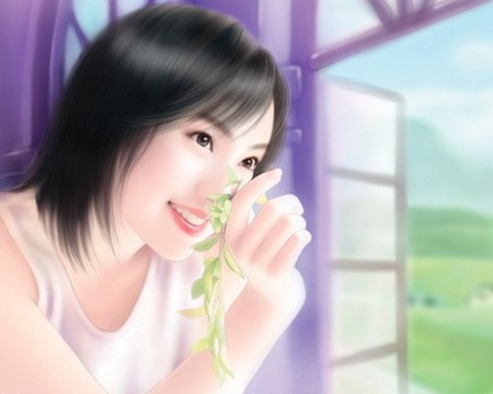 Chinese Girl 20 - woman, women, beauty, nice, female, hot, anime girl, purple, window, pretty, anime, oriental, cute, maiden, sexy, lady, girl, beautiful, chinese