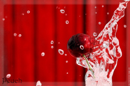 Cherry splash - drink, red background, cherry, splash, liquid