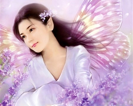 Chinese Girl 48 - woman, women, beauty, nice, female, hot, wings, anime girl, fantasy, purple, pretty, anime, oriental, cute, maiden, elf, lady, sexy, girl, wing, beautiful, fairy, chinese, flower