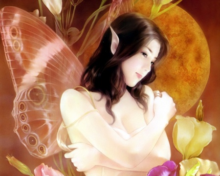 Chinese Girl 75 - nice, woman, women, beauty, female, hot, wings, anime girl, fantasy, pretty, anime, oriental, cute, maiden, moon, elf, lady, sexy, girl, wing, beautiful, fairy, chinese, flower