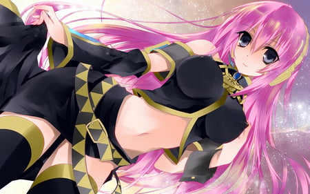 Luka - anime, vocaloid, girl, long hair, headphones, megurine luka, cute, pink hair, sexy, blue eyes