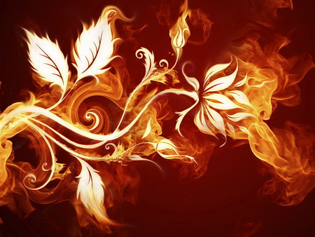 flowery-fire - abstract, fire, vektor, flowery