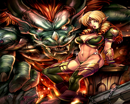 woman and her dragon - fantasy, beautiful, sexy, dragon, anime, woman