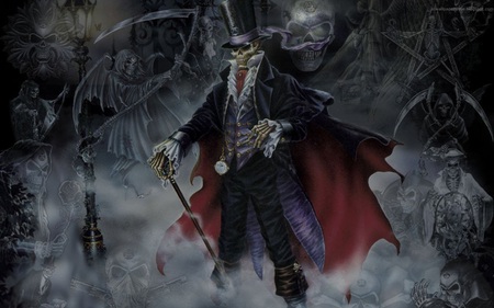 Jim Dandy - gentleman, horror, skeleton, cape, dark