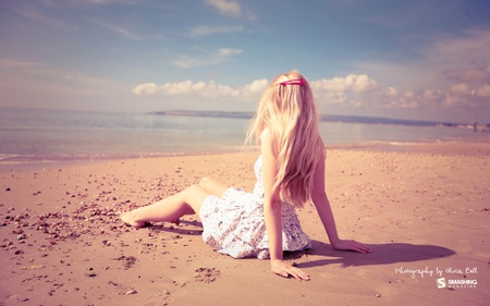 My Beach - loneliness, ocean, beach, girl, beautiful, summer, sand