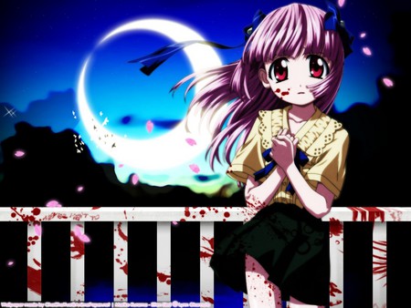 Elfin Lied - blood, anime, girl, dark, elfin lied