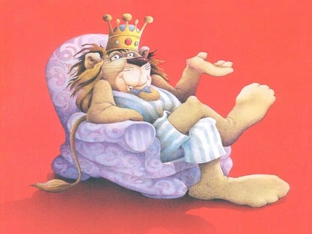 King For a Day - lion, cartoon, my hubbyha ha, funny, our house