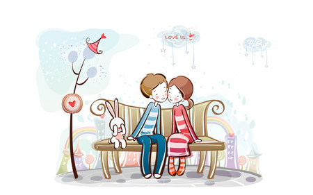 love is in the air - love, girl, draw, boy, beautiful, sweet, cute, happy