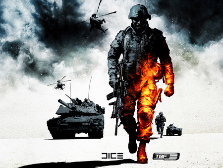 Battlefield - tanks, soldier, video game, battlefield, fire, adventure, helicopter, weapon, action