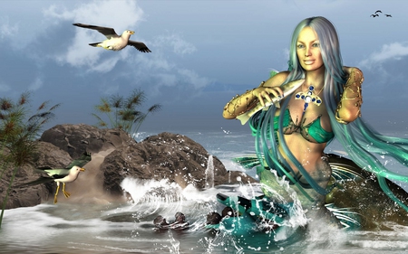 Break Time - fantasy, female, mermaid, woman, daz3d