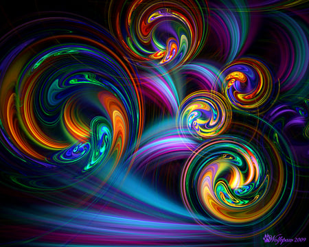 Swirls - colorful, abstract, cg, 3d