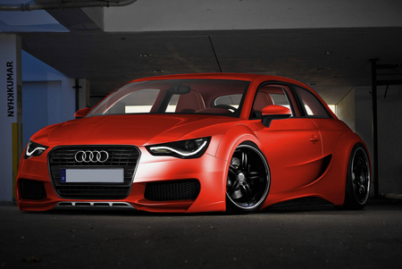 AUDI A1 - red audi, virtual tuning, concept, by kk, audi a1