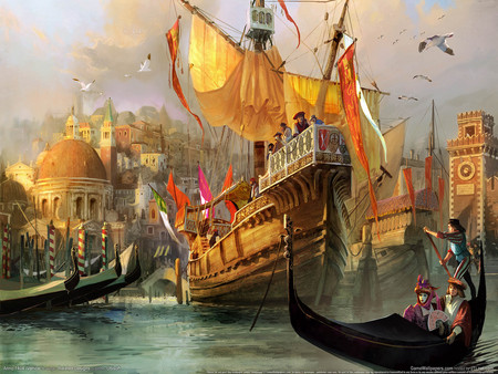 Historical - abstract, peoples, game, ship, sea, europian, ocean, boats, historical, anno 1404 dawn of discovery venice, hd, 3d