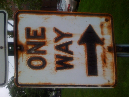 One Way - sign, rusty, urban, arrow