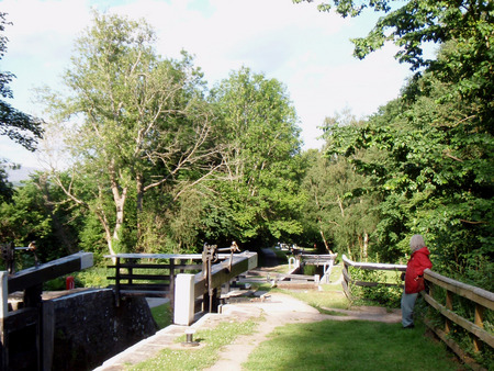 Three Brecon Locks - locks, wales, sunshine, brecon, canals