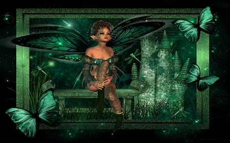 JADE FAIRY - fairy, jade, female, butterflies