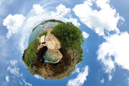 Globe Panorama - stereo, photograph, graphic, manipulation