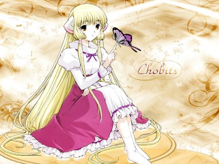 Untitled Wallpaper - chobits, yellow, elda, butterfly, chii, persocon