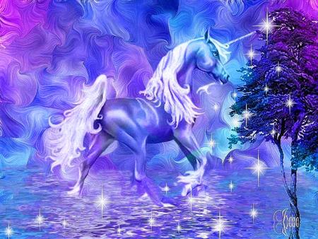 Walk - unicorn fantasy, walking, colorful, color, fantasy, unicorn