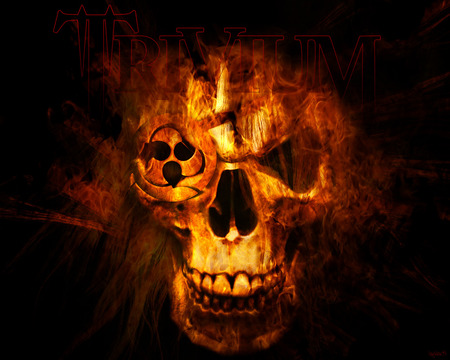 Trivium- Krakaos Eye Of Death - skull, death, krakaos, trivium, music, band, eye, fire