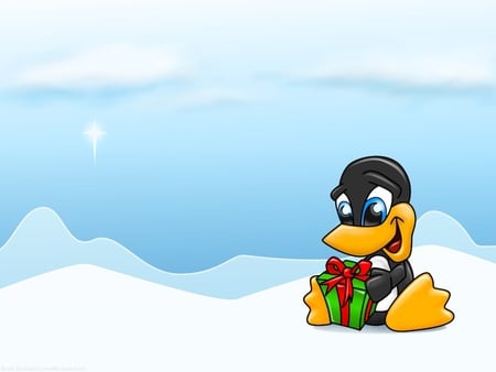 Christmas Tux - penguin, tux, cute, christmas