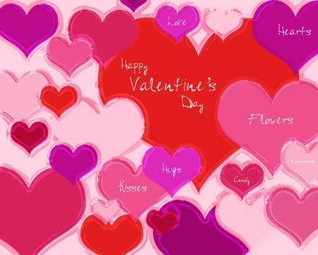 Happy Valentines Day - valentines day, pink hearts, red hearts, hearts, love, happy valentines day, valentines