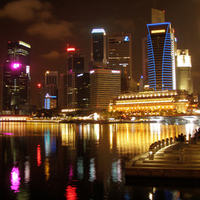 Singapore River Night Scene Skyline